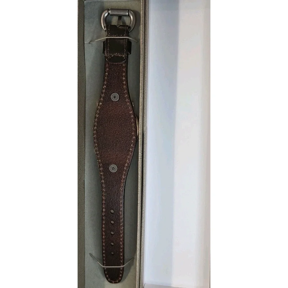 Vintage Dark Brown Leather-Look Eiffel‎ Tower Casual Wrist Watch